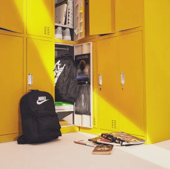 Kids' essentials featuring yellow lockers
